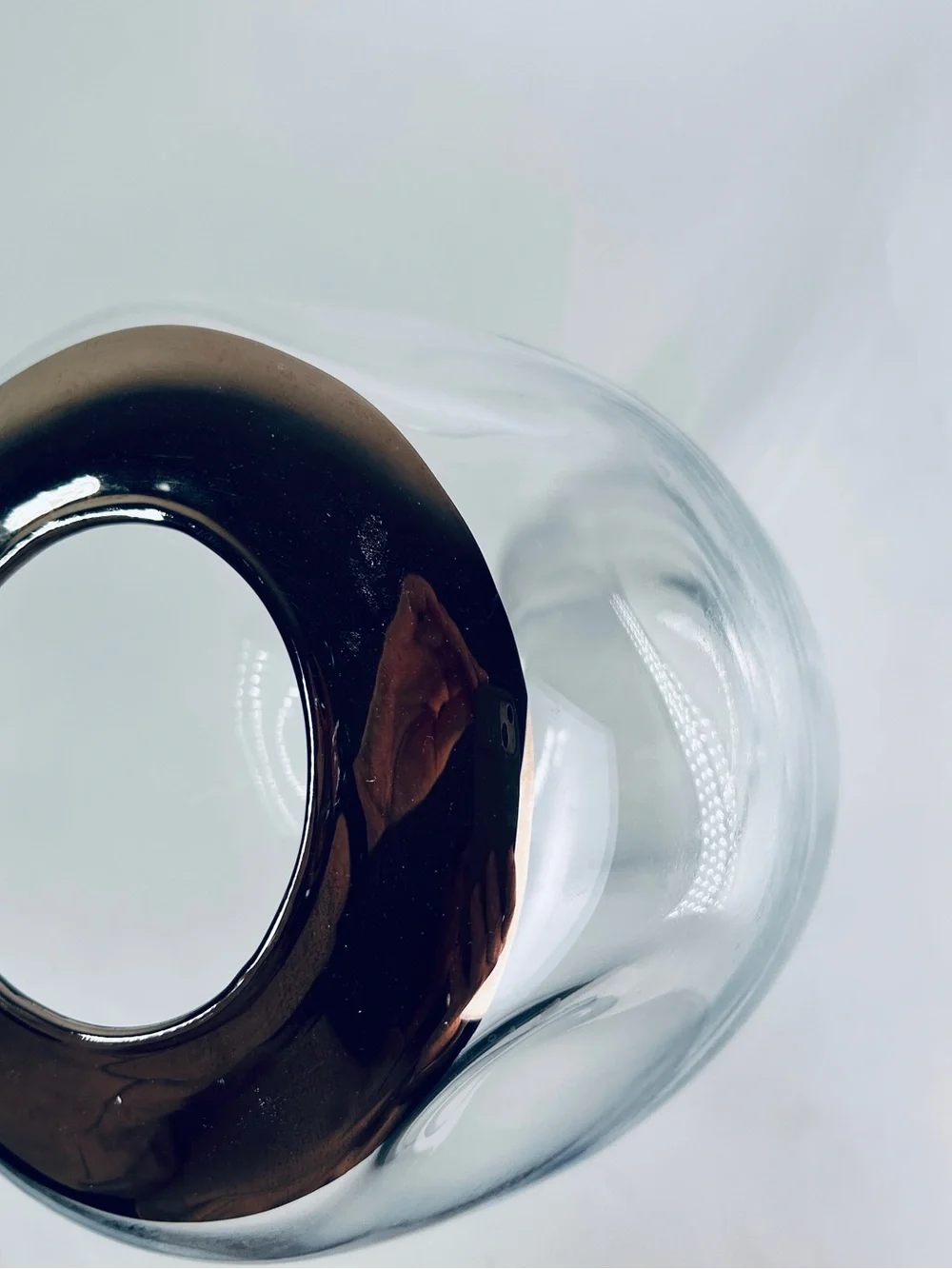 Global Views Organic Formed 8” Vase w/Platinum Rim Hand-Blown Premium Glass #236